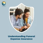 understanding-funeral-expense-insurance-family-portrait-smiling-grandparents-grandchildren-shield-icon-fe-life-insurance-logo-light-blue-background